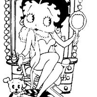 Desenho de Betty Boop no camarim para colorir