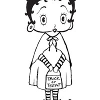 Desenho de Betty Boop no Dia das Bruxas para colorir