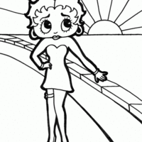 Desenho de Betty Boop na ponte para colorir