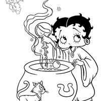 Desenho de Betty Boop no Halloween para colorir