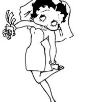 Desenho de Betty Boop em vestido de noiva para colorir