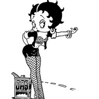 Desenho de Betty Boop pedindo carona para colorir