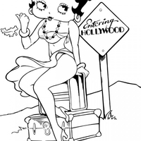 Desenho de Betty Boop se mudando com malas para colorir
