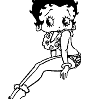 Desenho de Betty Boop sentada para colorir