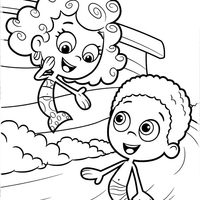 Desenho de Molly e Goby brincando juntos para colorir