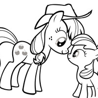 Desenho de Applejack e Apple Bloom para colorir