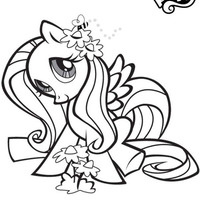 Desenho de Fluttershy sentada para colorir