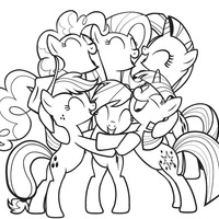Desenho de My Little Pony abraçados para colorir