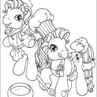 Desenho de My Little Pony cozinhando para colorir