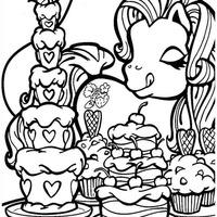 Desenho de My Little Pony comendo doces para colorir