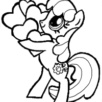 Desenho de My Little Pony e coraçõezinhos para colorir