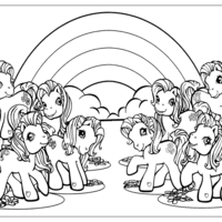 Desenho de My Little Pony e arco-íris para colorir