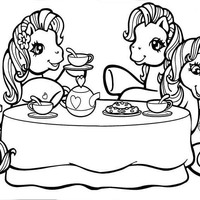 Desenho de My Little Pony fazendo lanche para colorir