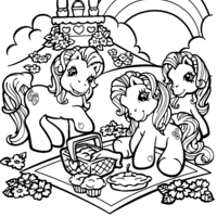 Desenho de My Little Pony no piquenique para colorir
