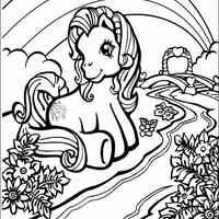 Desenho de My Little Pony no rio para colorir