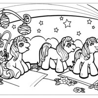 Desenho de My Little Pony vendo estrela cadente para colorir