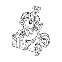 Desenho de Pinkie Pie abrindo presente para colorir