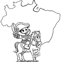 Desenho de Chico Bento na Independência do Brasil para colorir