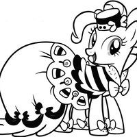Desenho de Pinkie Pie com vestido de festa para colorir