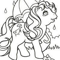 Desenho de Pinkie Pie na chuva para colorir