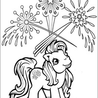 Desenho de Pinkie Pie vendo fogos de artifício para colorir