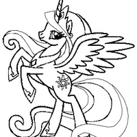 Desenho de Princsa Celestia com patas levantadas para colorir