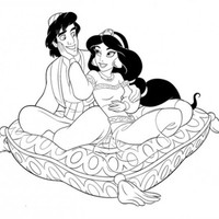 Desenho de Jasmine e o príncipe Aladdin para colorir