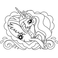 Desenho de Princesa Celestia e coração para colorir