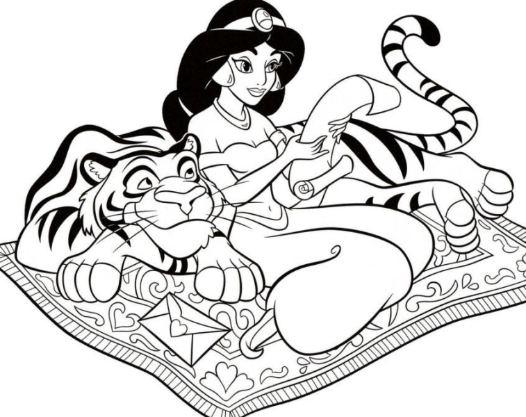 Coloriage De Jasmine Et Son Tigre  Coloriage.eu.org