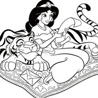 Desenho de Jasmine e o tigre para colorir
