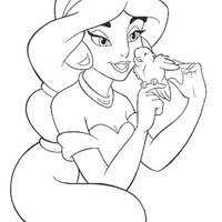 Desenho de Jasmine e o passarinho para colorir