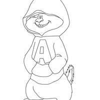 Desenho de Alvin com capuz na cabeça para colorir