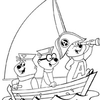 Desenho de Ursinhos do Alvin no barco para colorir