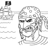 Desenho de Pirata com bigode para colorir