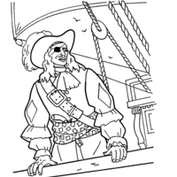 Desenho de Pirata no navio para colorir