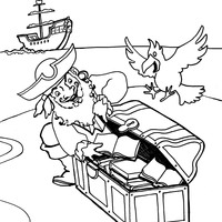 Desenho de Pirata encontrando tesouro para colorir