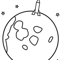 Desenho de Foguete espacial na lua para colorir