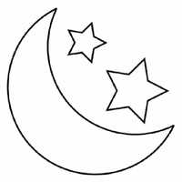 Desenho de Lua e duas estrelas  para colorir
