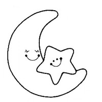 Desenho de Lua e estrela amigas para colorir