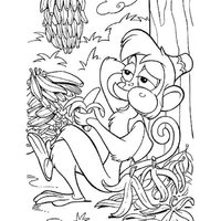 Desenho de Macaco Abu comendo banana para colorir