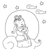 Desenho de Menininha e lua cheia para colorir