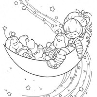 Desenho de Rainbow Brite na lua para colorir