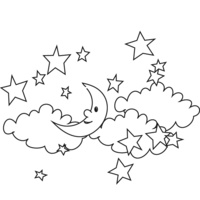 Desenho de Estrelinhas no céu noturno para colorir