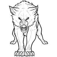 Desenho de Lobo atacando para colorir
