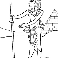 Desenho de Faraó e as pirâmides do Egito para colorir