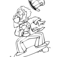 Desenho de Tio Sam no skate para colorir