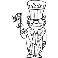 Desenho de Tio Sam com bandeira americana para colorir