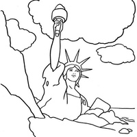 Desenho de Tocha da Estátua da Liberdade para colorir