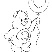 Desenho de Ursinha Animadinha com bola de soprar para colorir