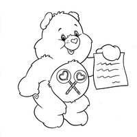 Desenho de Ursinho Amigo mostrando cartinha para colorir
